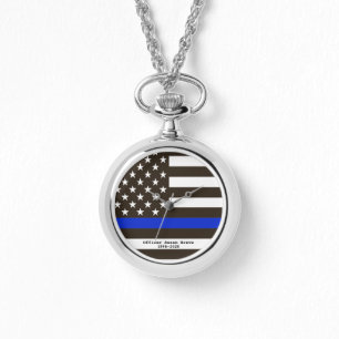 *~* Thin Blue Line Flag US Police Officer Woman's Horloge