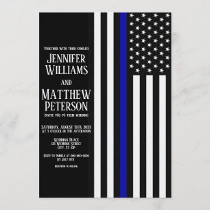 Thin Blue Line Flag Wedding Kaart
