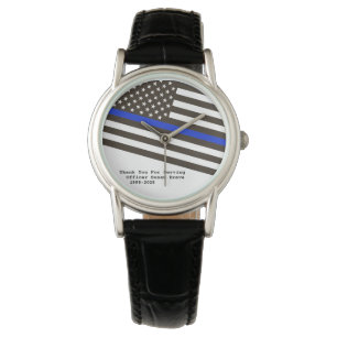 *~* Thin Blue Line Flag Woman's Police Officer Horloge