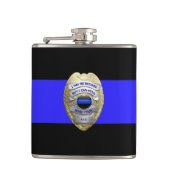 Thin Blue Line Funny Remoe Police Badge Heupfles (Voorkant)