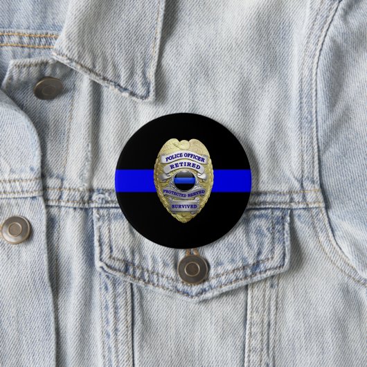 Thin Blue Line Gepensioneerd Badge Medallion Butto Ronde Button 7,6 Cm (In situ)