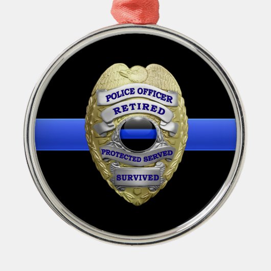 Thin Blue Line Ging Badge Metal Ornament (Voorkant)