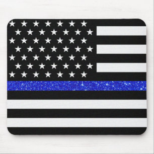 Thin Blue Line Glitter Muismat