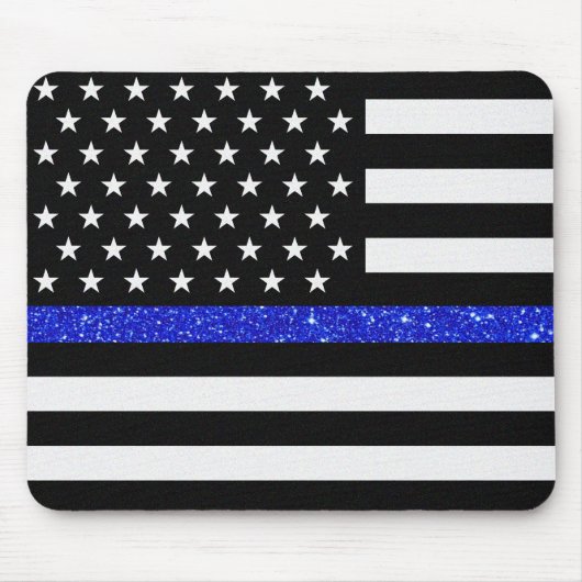 Thin Blue Line Glitter Muismat (Voorkant)