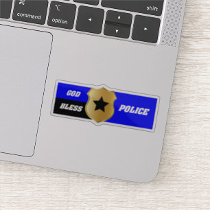 Thin Blue Line, God Bless Police Sticker