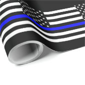 Thin Blue Line Graphic op Amerikaanse vlag Cadeaupapier (Rol Hoek)
