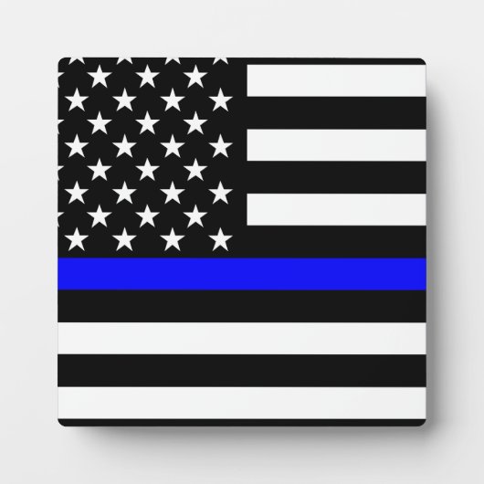 Thin Blue Line Graphic op Amerikaanse vlag Fotoplaat (Voorkant)