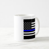 Thin Blue Line Graphic op Amerikaanse vlag Koffiemok (Voorkant rechts)