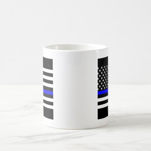 Thin Blue Line Graphic op Amerikaanse vlag Koffiemok (Center)