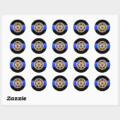 Thin Blue Line Greater Love Badge Ronde Sticker (Vel)
