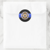 Thin Blue Line Greater Love Badge Ronde Sticker (Tas)