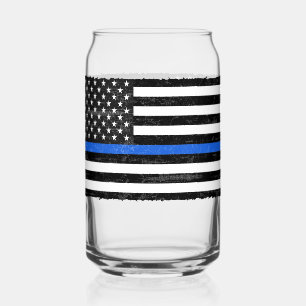 Thin Blue Line Grungy American Flag Blikvorm Glas