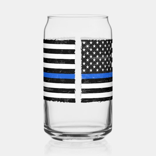 Thin Blue Line Grungy American Flag Blikvorm Glas (Links)