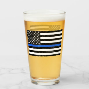 Thin Blue Line Grungy Amerikaanse vlag Glas