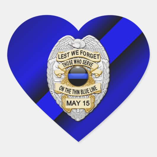 Thin Blue Line Hart Sticker (Voorkant)