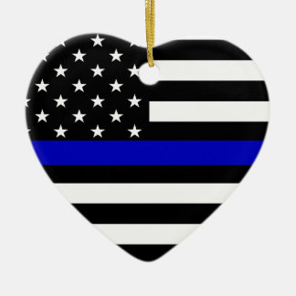 Thin Blue Line Heart Ornament