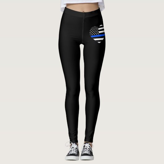 Thin Blue Line Heart Women's Leggings (Voorkant)