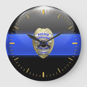 Thin Blue Line - High Resolution Police Badge Larg Grote Klok