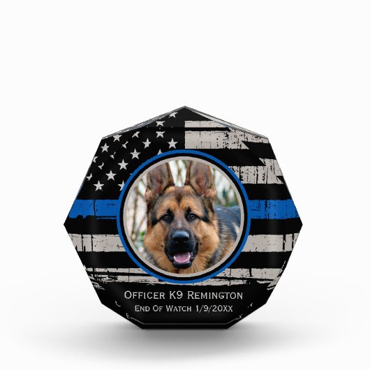Thin Blue Line K9 Politie Dog Memorial Fotoblokken (Voorkant)