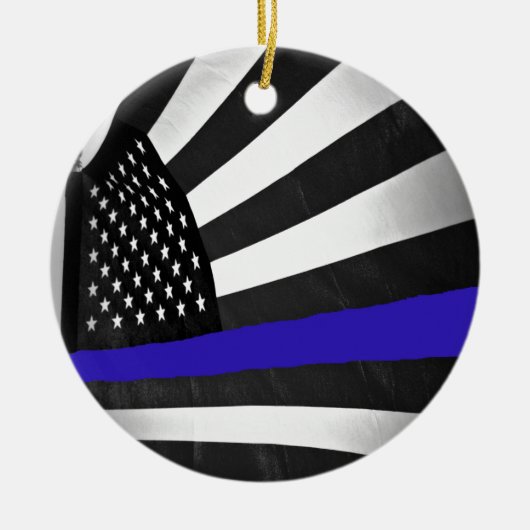 Thin Blue Line Keramisch Ornament (Voorkant)