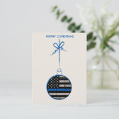 Thin Blue Line Kerstmis - Politiefamilie Feestdagenkaart (Staand voorkant)