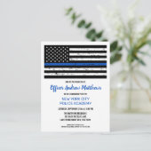 Thin Blue Line Law Enforcement Police Afstuderen Uitnodiging Briefkaart (Staand voorkant)