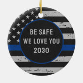 Thin Blue Line Law Enforcement Police Officer Keramisch Ornament (Achterkant)