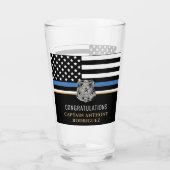 Thin Blue Line Law Enforcement Police Retirement Glas (Achterkant)
