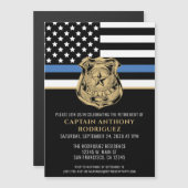 Thin Blue Line Law Enforcement Police Retirement Magnetische Uitnodiging (Voorkant / Achterkant)