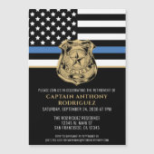Thin Blue Line Law Enforcement Police Retirement Magnetische Uitnodiging (Voorkant)