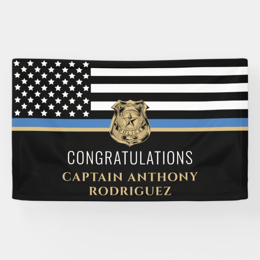 Thin Blue Line Law Enforcement Police Retirement Spandoek (Horizontaal)