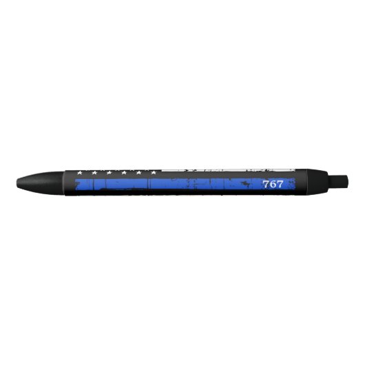 Thin Blue Line Law Enforcement Police Zwarte Inkt Pen (Voorkant)