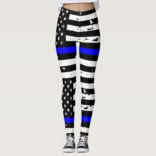 Thin Blue Line Leggings - horizontaal (Voorkant)