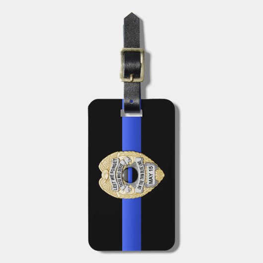 Thin Blue Line "Lest we Vergeet het" politieschip Bagagelabel (Voorkant verticaal)