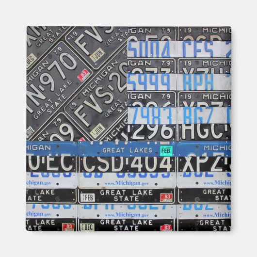 Thin Blue Line Michigan Flag door Design Turnpike Magneet (Voorkant)