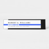 Thin Blue Line Minimal Personalized Police White Bureau Naambordje (Voorkant)