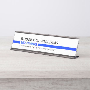 Thin Blue Line Minimal Personalized Police White Bureau Naambordje