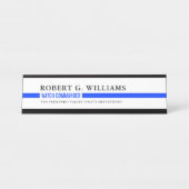 Thin Blue Line Minimal Personalized Police White Bureau Naambordje (Voorkant)