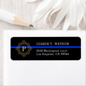 Thin Blue Line Monogram-adres Etiket (Insitu)