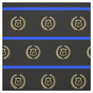 Thin Blue Line Monogram Faux Gold Foil Shield Stof