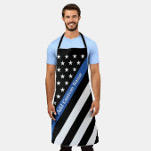 Thin Blue Line Monogram vlag Long Apron Schort (Gedragen)