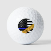 Thin Blue Line Monogrammed & Police USA / Golden Golfballen (Voorkant)