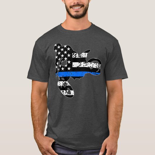 Thin blue line motocross motorraceagent t-shirt (Voorkant)