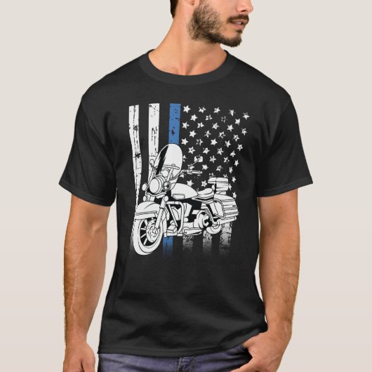 Thin Blue Line-motorfiets T-shirt (Voorkant)