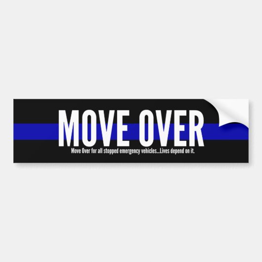 Thin Blue Line Move Over Bumpersticker (Voorkant)