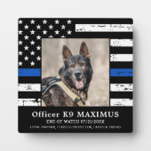 Thin Blue Line Officer K9 Memorial Fotoplaat (Voorkant)