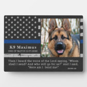 Thin Blue Line Officer K9 Memorial Fotoplaat (voorkant)