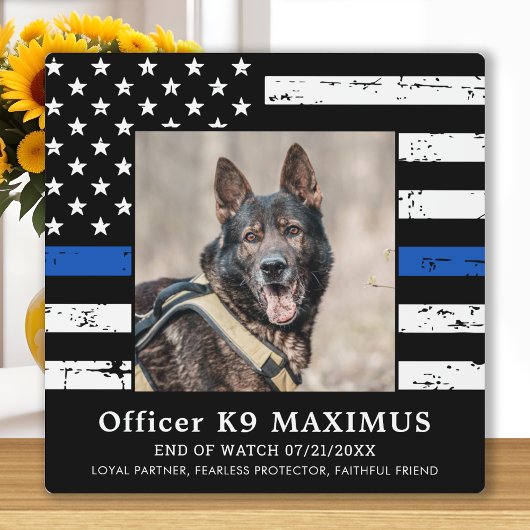 Thin Blue Line Officer K9 Memorial Fotoplaat