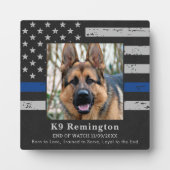 Thin Blue Line Officer K9 Memorial Fotoplaat (Voorkant)