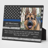 Thin Blue Line Officer K9 Memorial Fotoplaat (Zijkant)